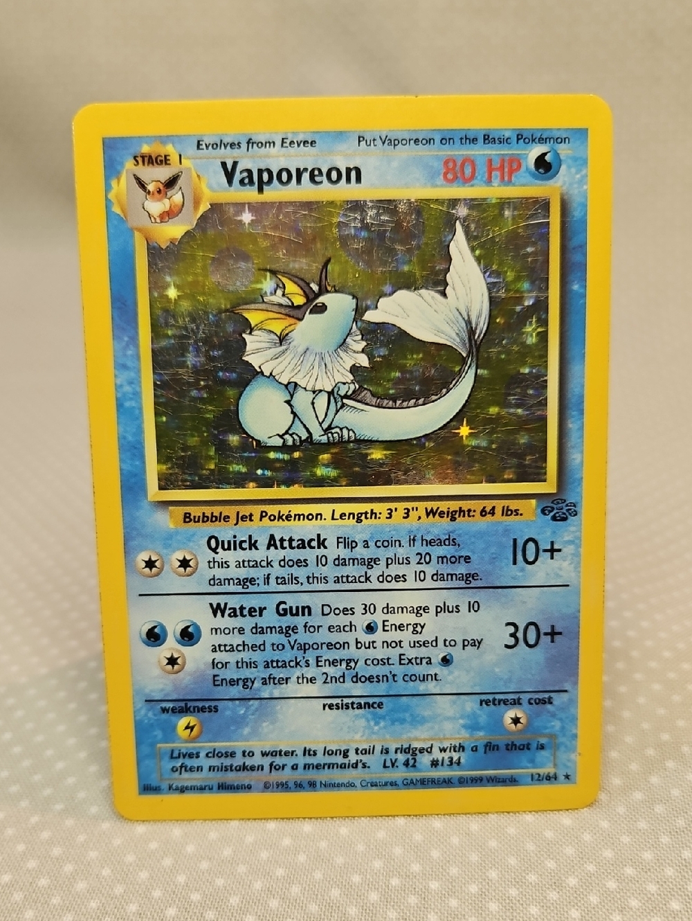 1999 Pokemon Vaporeon 12/64 Jungle Holo Lot 1